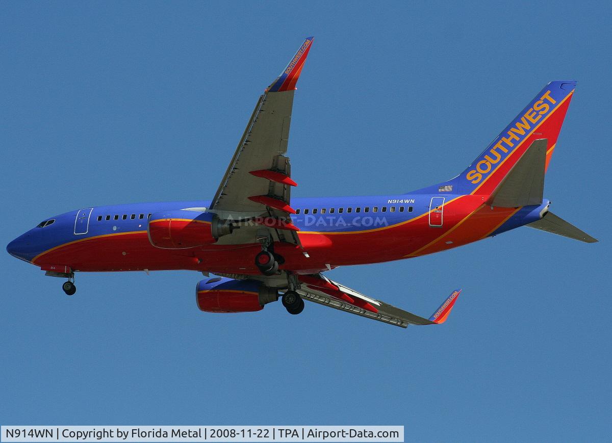 N914WN, 2008 Boeing 737-7H4 C/N 36622, Southwest 737-700