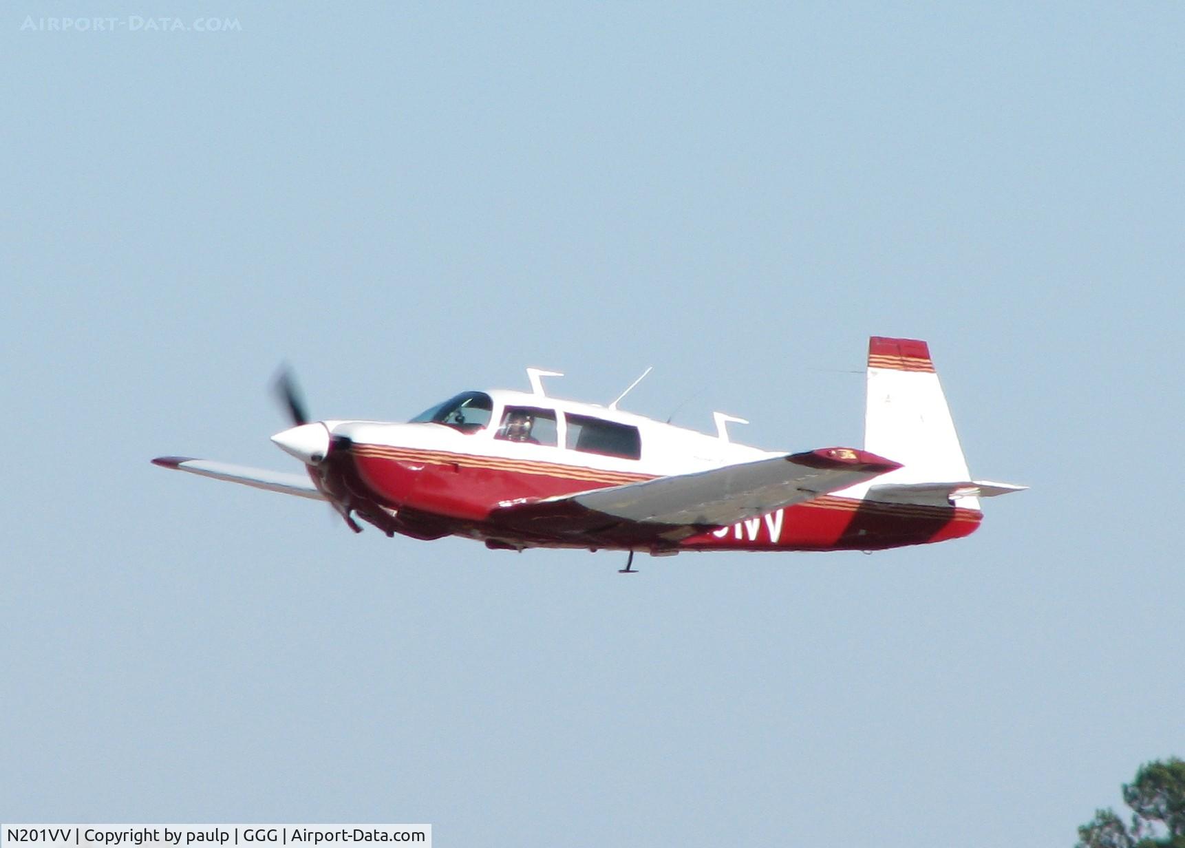 N201VV, 1977 Mooney M20J 201 C/N 24-0175, Taking off from Longview/East Texas Regional.