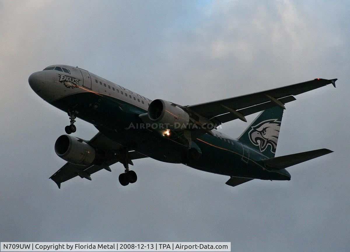 N709UW, 1999 Airbus A319-112 C/N 0997, USAirways Philadelphia Eagles A319 - been waiting a long time to get this plane and the stupid clouds rolled in