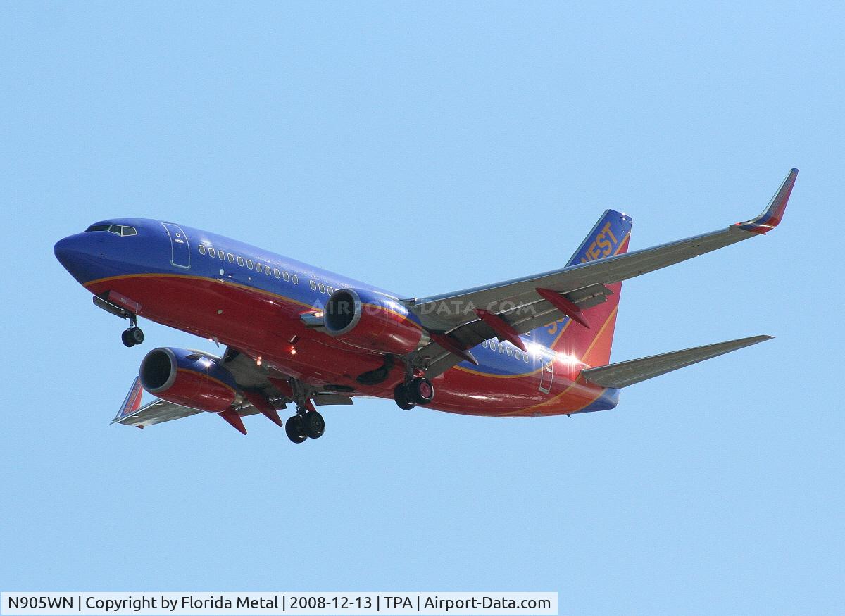 N905WN, 2008 Boeing 737-7H4 C/N 36617, Southwest 737-700