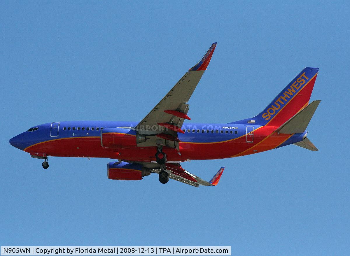 N905WN, 2008 Boeing 737-7H4 C/N 36617, Southwest 737-700
