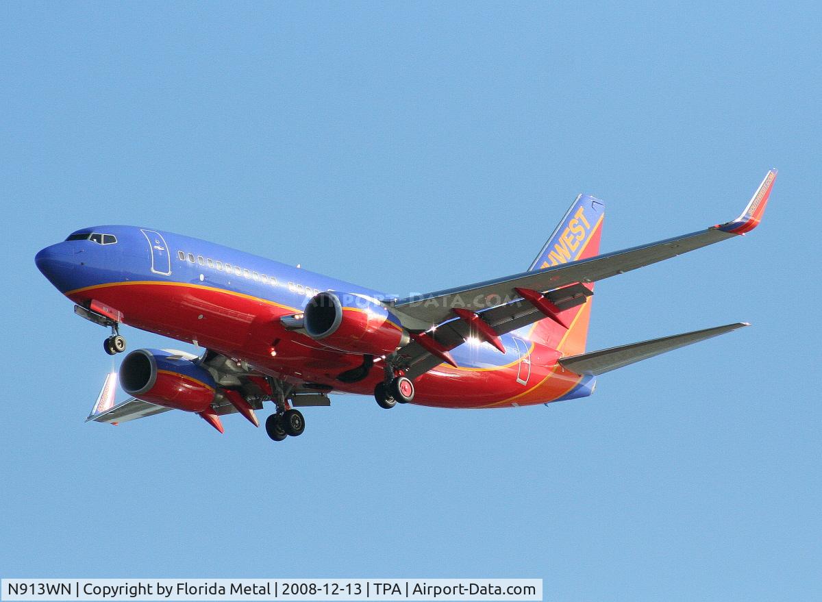 N913WN, 2008 Boeing 737-7H4 C/N 29840, Southwest 737-700