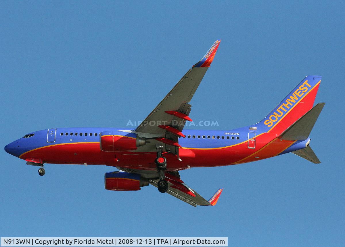 N913WN, 2008 Boeing 737-7H4 C/N 29840, Southwest 737-700