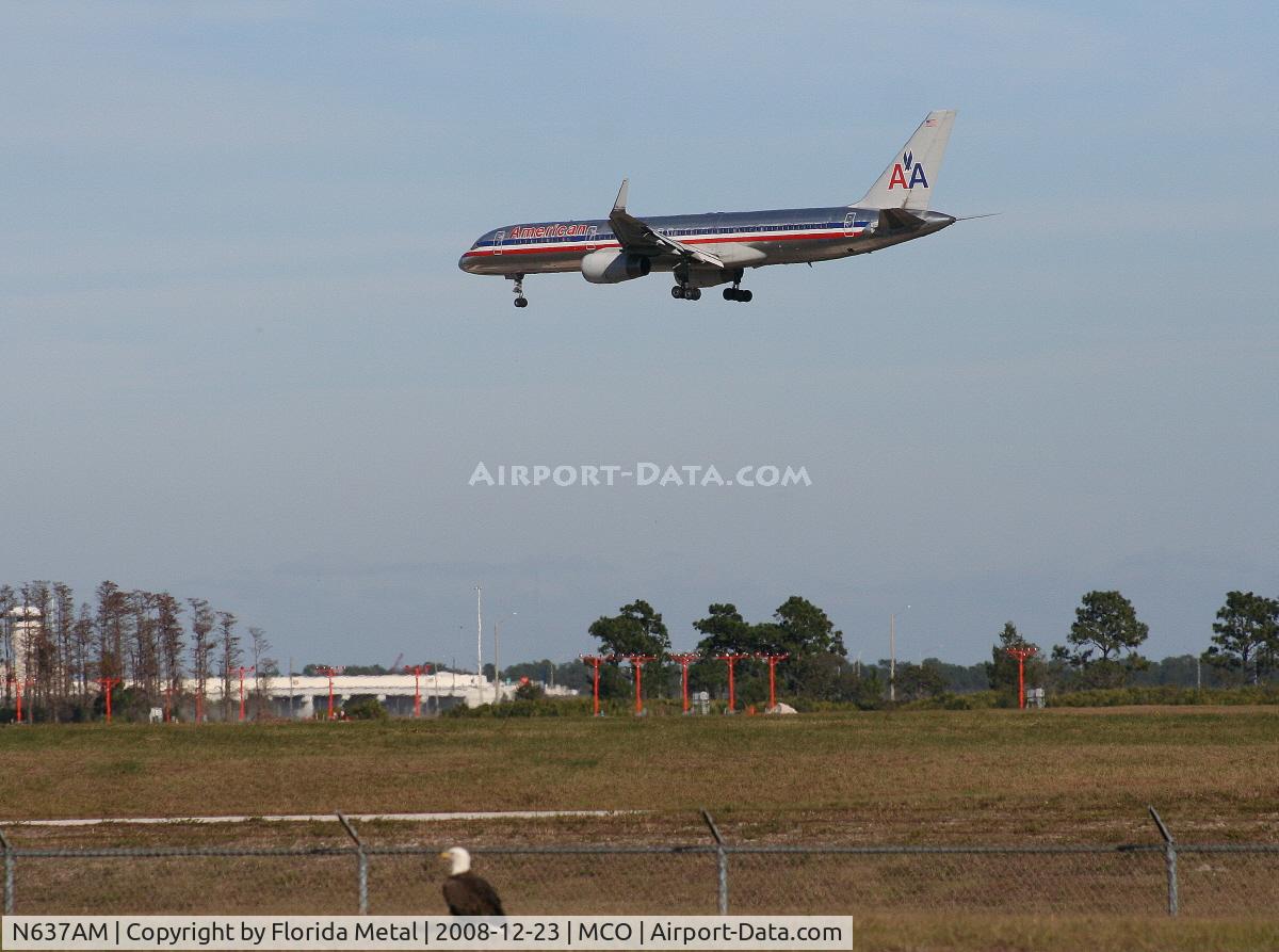 N637AM, 1991 Boeing 757-223 C/N 24595, For my 18,000th posting thought I would put something special - Patriotic an American 757-200 landing with a bald eagle in the foreground