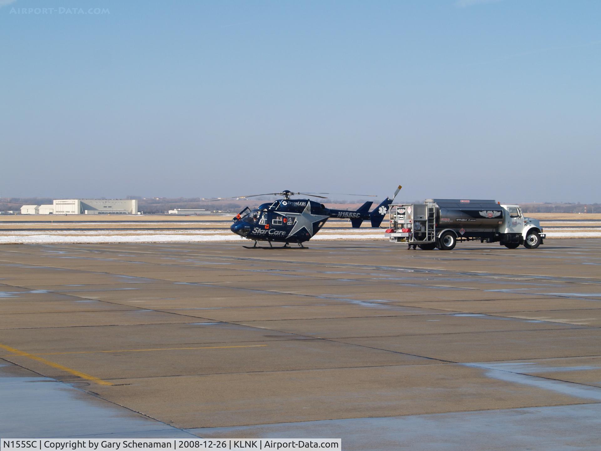 N155SC, Eurocopter-Kawasaki BK-117B-1 C/N 7173, JUST LANDED FROM A LIFE FLIGHT, TAKING ON FUEL