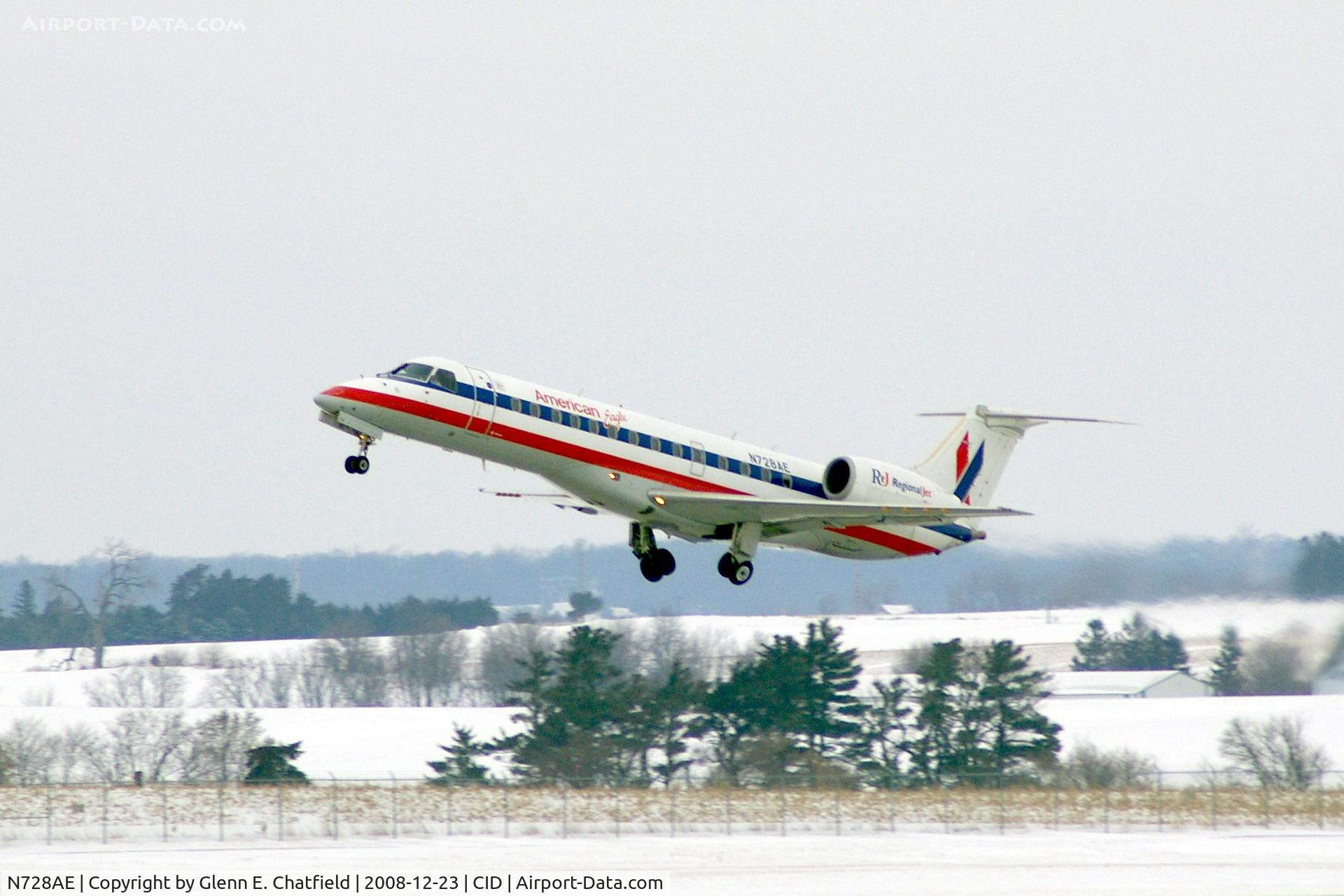 N728AE, 2000 Embraer ERJ-135LR (EMB-135LR) C/N 145328, Departing Runway 9.  On the way to O'Hare International