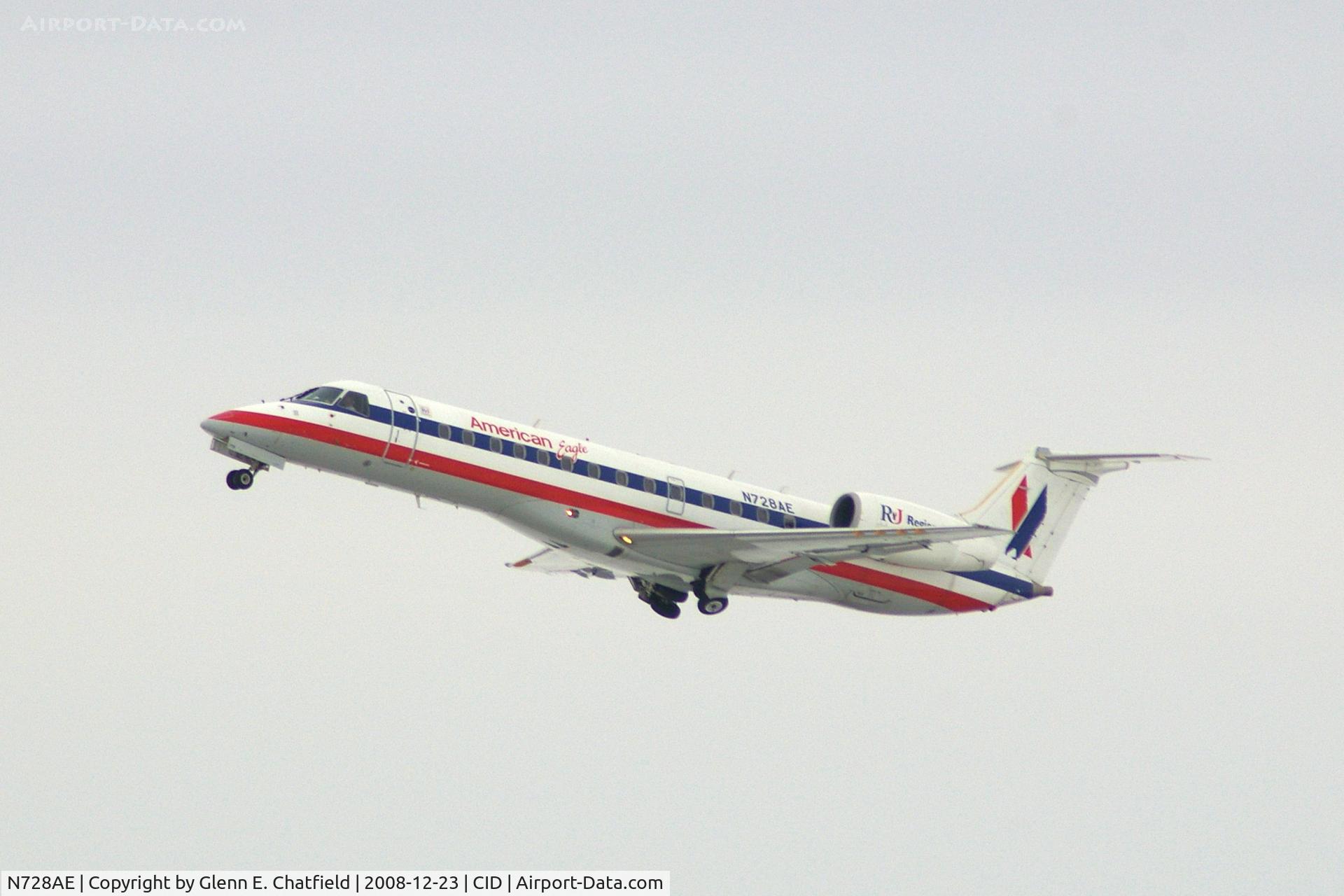 N728AE, 2000 Embraer ERJ-135LR (EMB-135LR) C/N 145328, Departing Runway 9.  On the way to O'Hare International