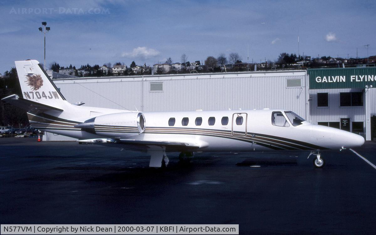 N577VM, 1999 Cessna 550 Citation Bravo C/N 550-0863, KBFI (Seen here as N704JW and currently registered N577VM as posted) N704JW was first used on a C150 then this C550 followed by a C560XL and currently on a G200