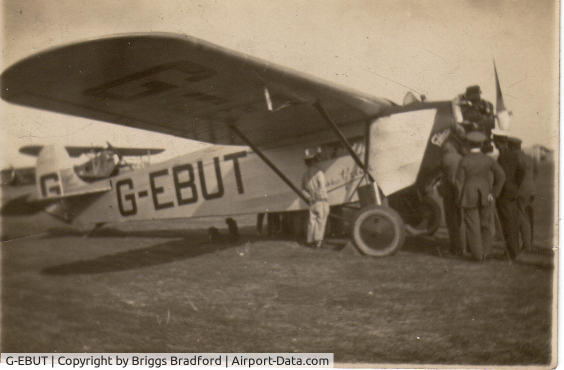 G-EBUT, Atlantic Aircraft Corporation FOKKER F11, c/n 422, Unknown location aircraft and crew? biplane in background