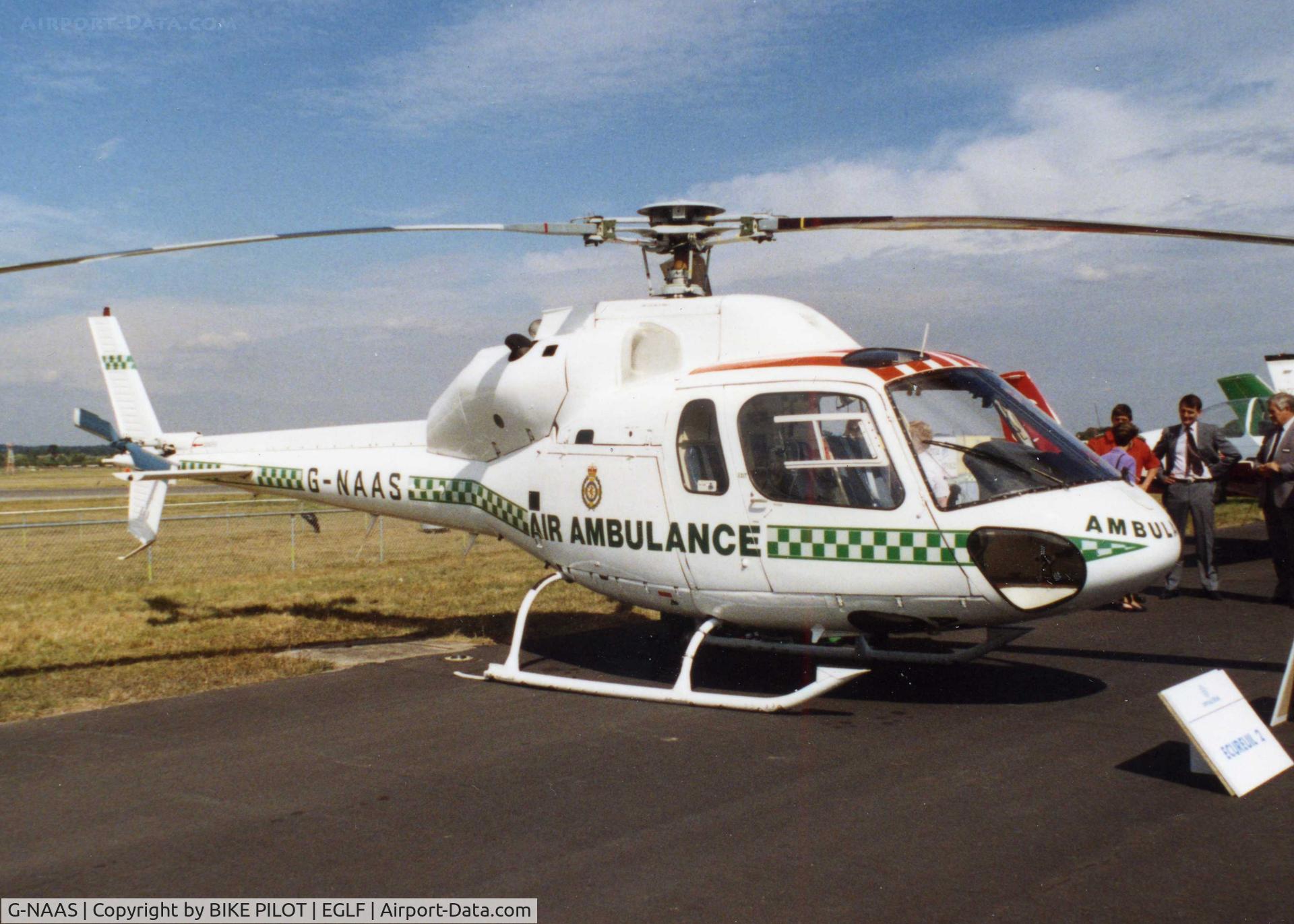 G-NAAS, 1982 Aerospatiale AS-355F-1 Twin Squirrel C/N 5203, AIR AMBULANCE CONFIGURATION AT FARNBOROUGH