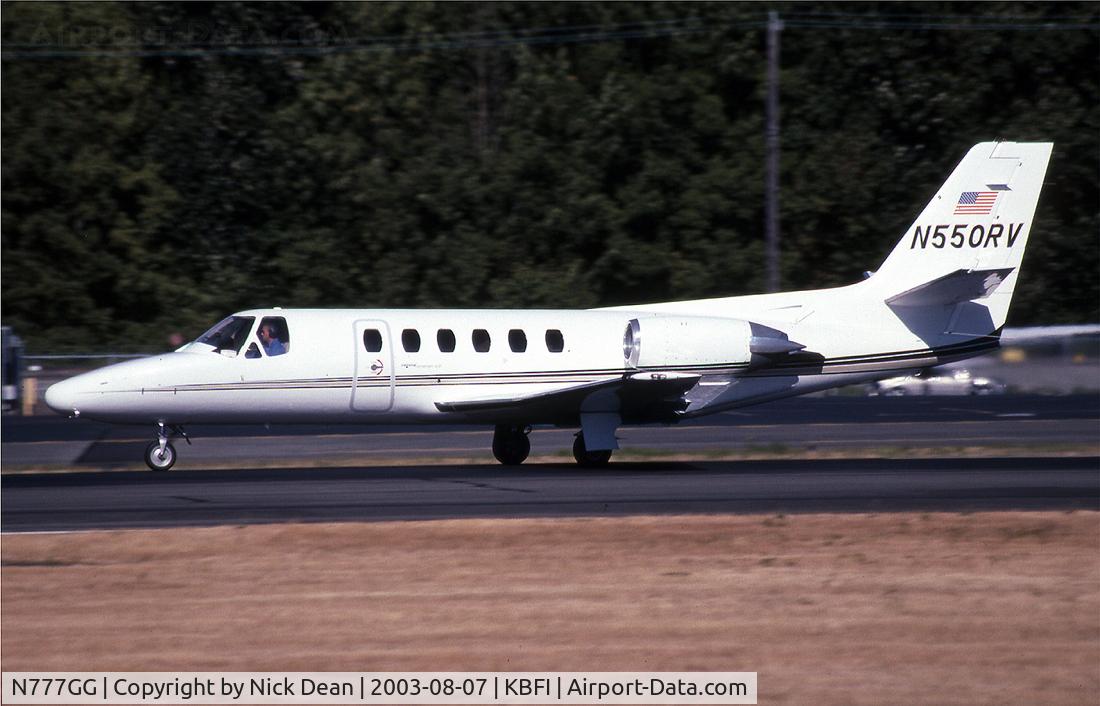 N777GG, 1984 Cessna S550 Citation IIS C/N S550-0012, KBFI (Seen here as N550RV prior to becoming N777GG as posted)