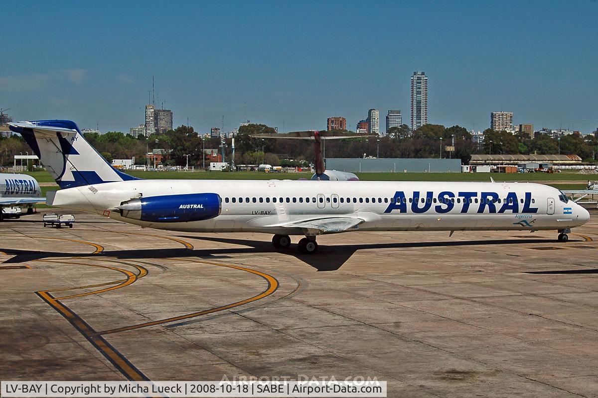 LV-BAY, 1985 McDonnell Douglas MD-83 (DC-9-83) C/N 49284, At Aeroparque (AEP)