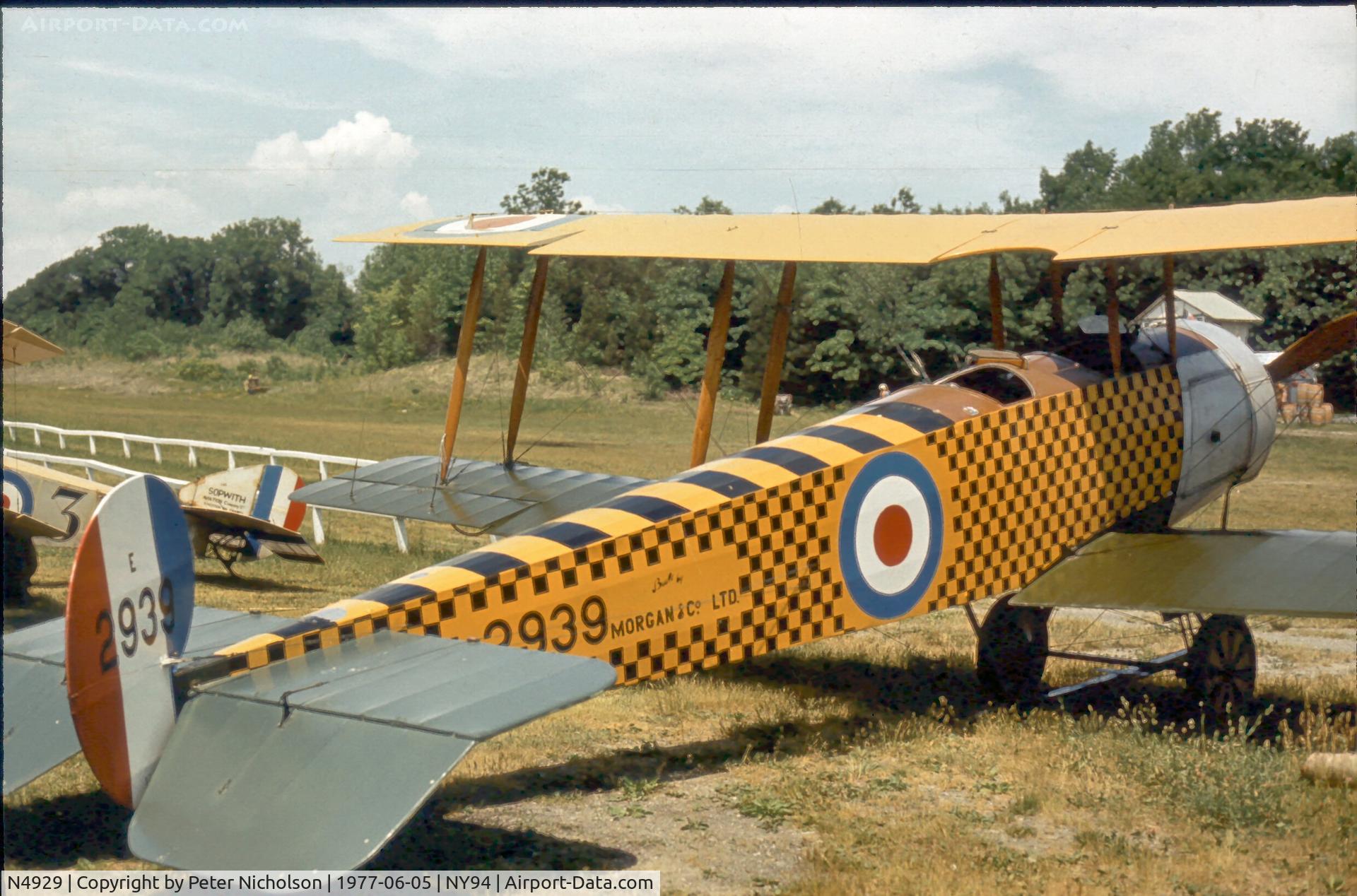 N4929, 1966 Avro 504K Replica C/N HAC1, Seen flying in the summer of 1975, it was good to see this replica again in 1977.