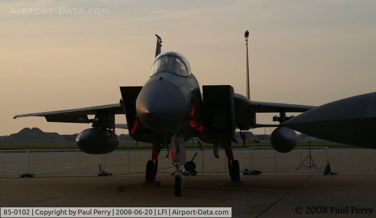 85-0102, 1985 McDonnell Douglas F-15C Eagle C/N 0955/C344, The sun setting on a Langley Eagle, in more ways than one