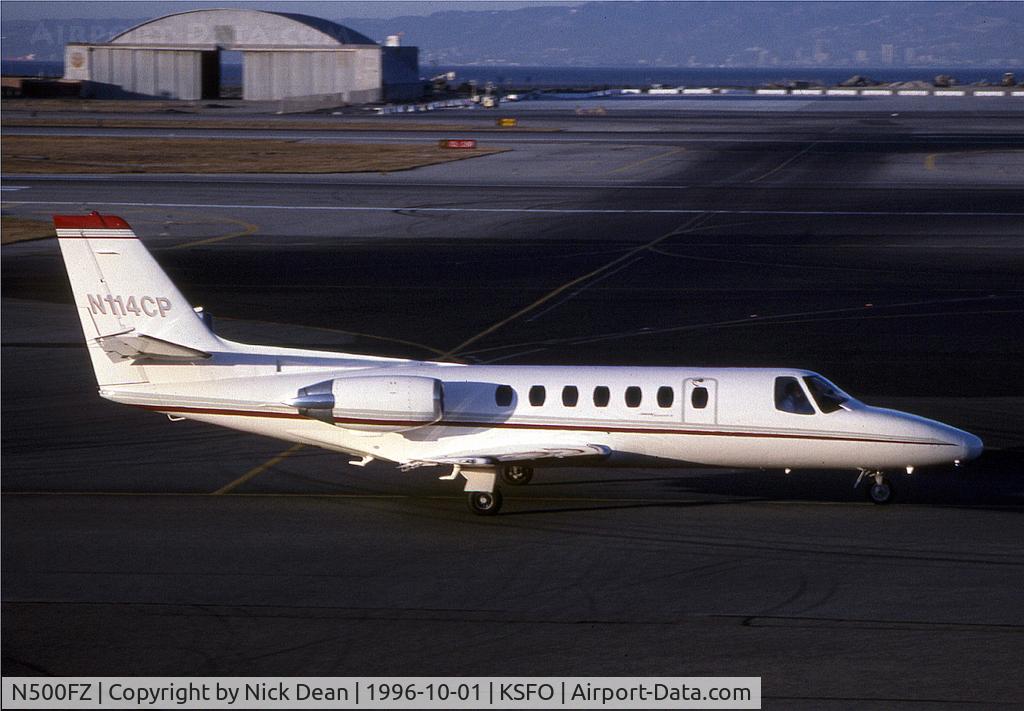 N500FZ, 1989 Cessna 560 C/N 560-0018, KSFO (Seen here as N114CP this airframe is now registered N500FZ as posted)