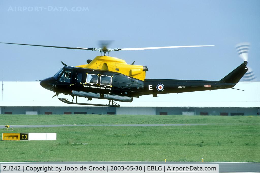 ZJ242, 1994 Bell 412EP Griffin HT1 C/N 36095, This SARTU Griffin was present during the 2003 helidays at Bierset.