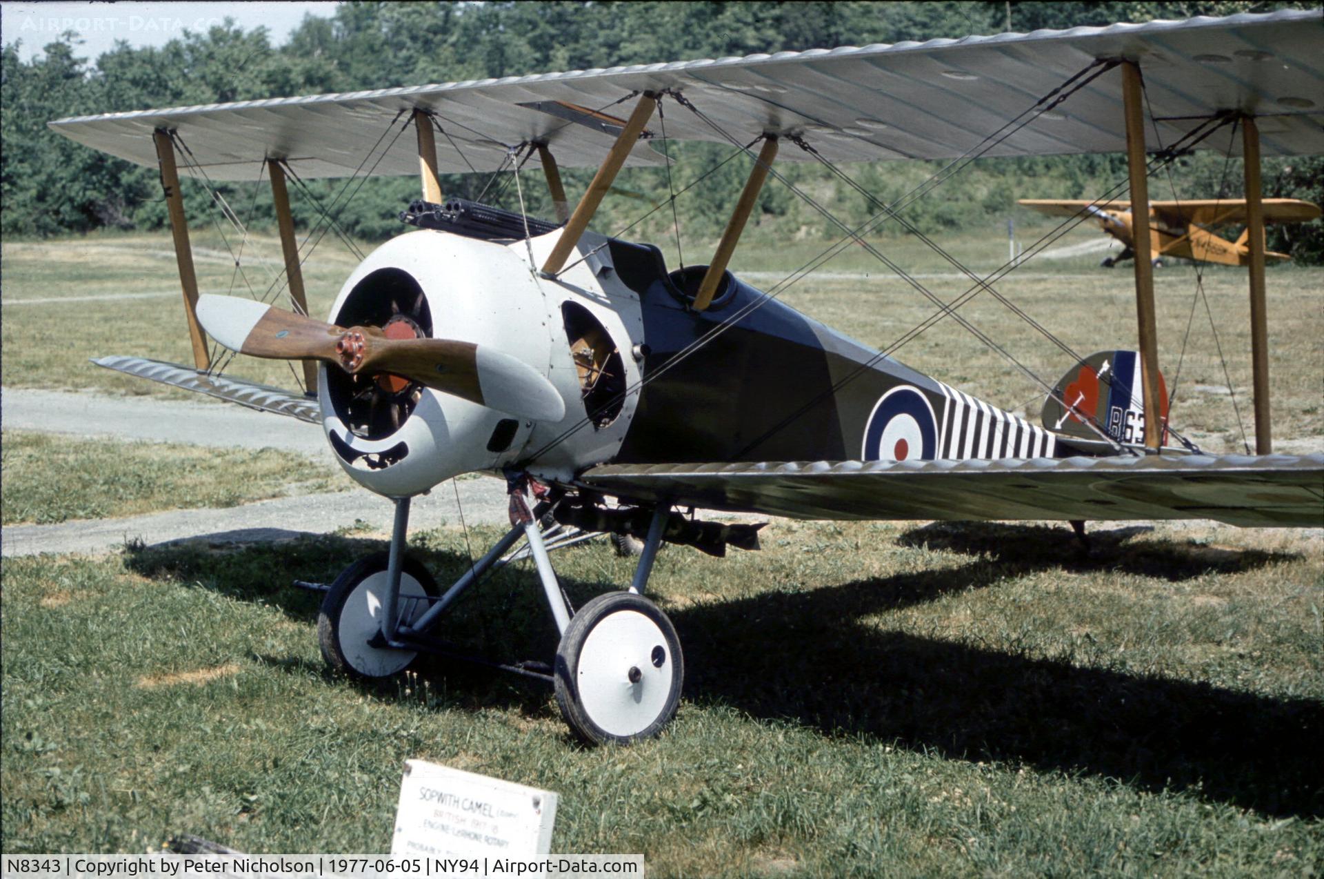 N8343, 1980 Sopwith F.1 Camel Replica C/N DS-200, This aircraft performed at Rhinebeck with serial 