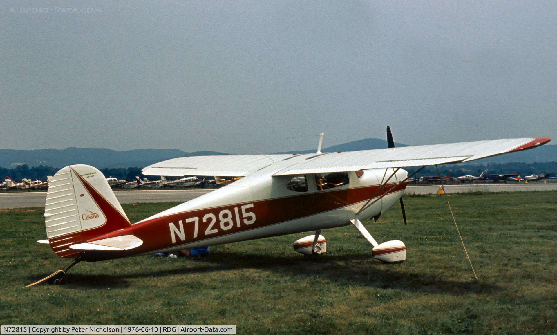 N72815, 1946 Cessna 140 C/N 10001, A visitor to the 1976 Reading Airshow in Pennsylvania.