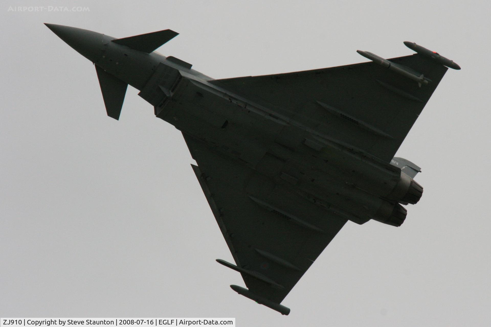 ZJ910, 2007 Eurofighter EF-2000 Typhoon FGR4 C/N 0037/BS001, Taken at Farnborough Airshow on the Wednesday trade day, 16th July 2009