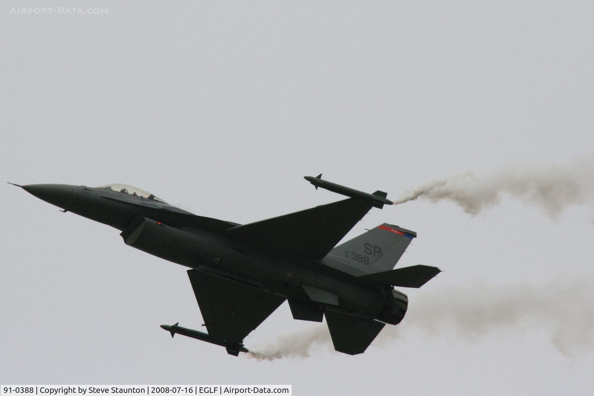 91-0388, 1991 General Dynamics F-16CJ Fighting Falcon C/N CC-86, Taken at Farnborough Airshow on the Wednesday trade day, 16th July 2009