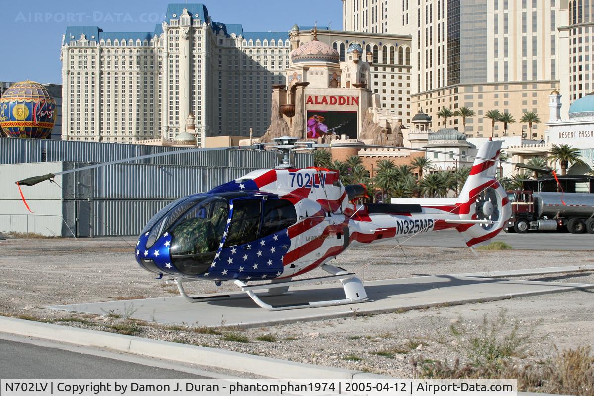 N702LV, 2004 Eurocopter EC-130B-4 (AS-350B-4) C/N 3845, This was taken down on the Las Vegas Strip where they had a helo pad across from Hard Rock Cafe.  Also note that it had another registration on tail, go figure.