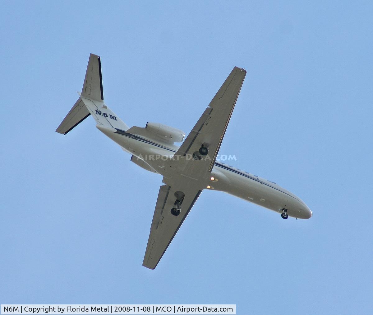 N6M, 2008 Cessna 525B CitationJet CJ3 C/N 525B0256, NASCAR Driver #5 Mark Martin's private jet - possibly piloted by himself as he is a pilot making a short hop from his home at Spruce Creek 7FL6 to MCO