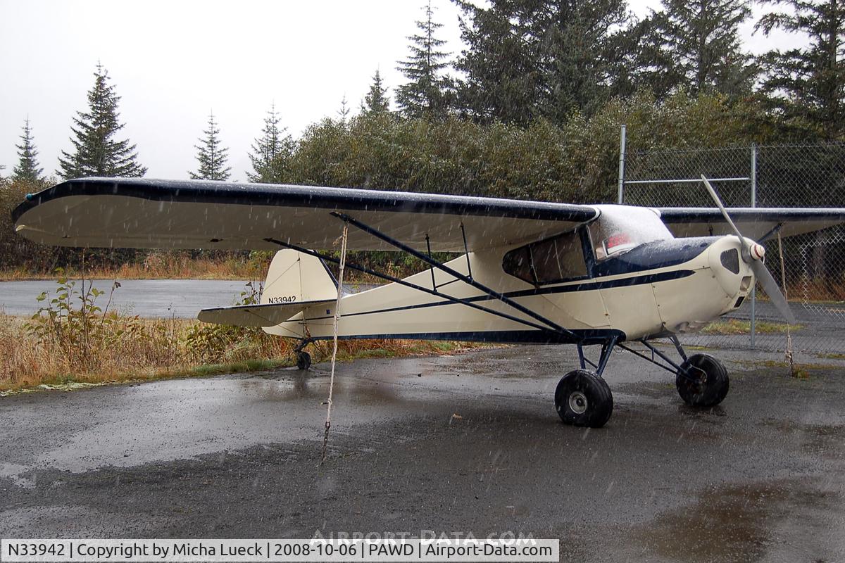 N33942, 1941 Taylorcraft BC12-D C/N 2792, Snow in Seward, Alaska