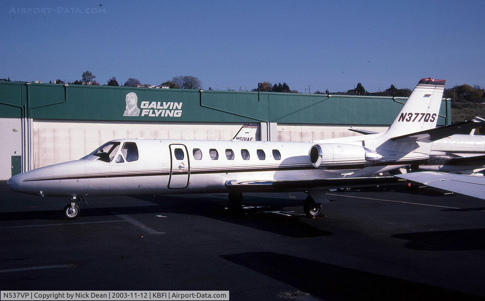 N537VP, 1996 Cessna 560 Citation Ultra C/N 560-0377, KBFI (Seen here as N377QS this airframe is now registered N537VP as posted)