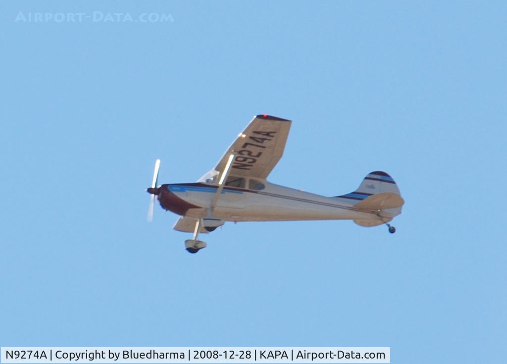 N9274A, 1949 Cessna 170A C/N 19035, Flying over APA.