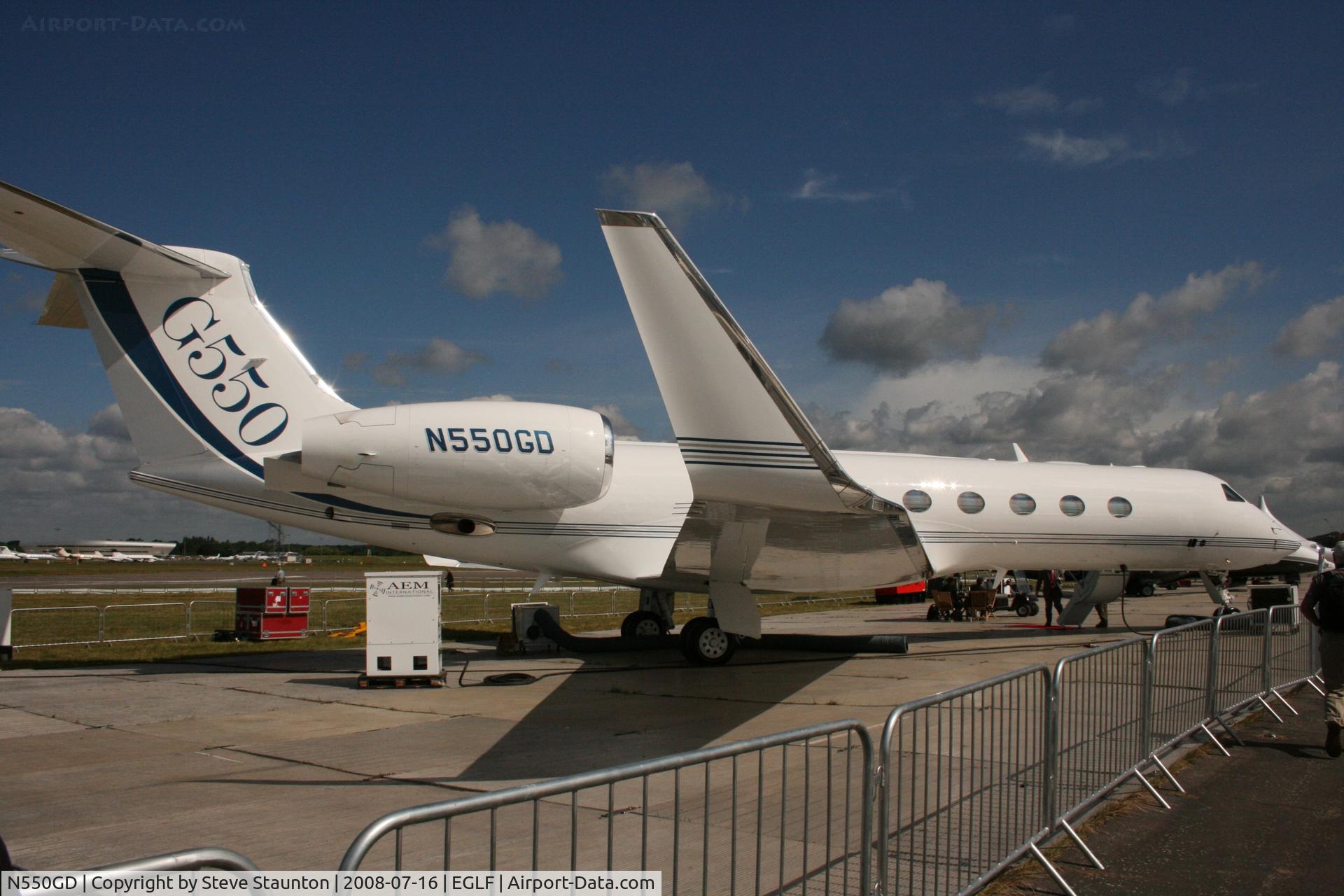 N550GD, 2008 Gulfstream Aerospace GV-SP (G550) C/N 5184, Taken at Farnborough Airshow on the Wednesday trade day, 16th July 2009