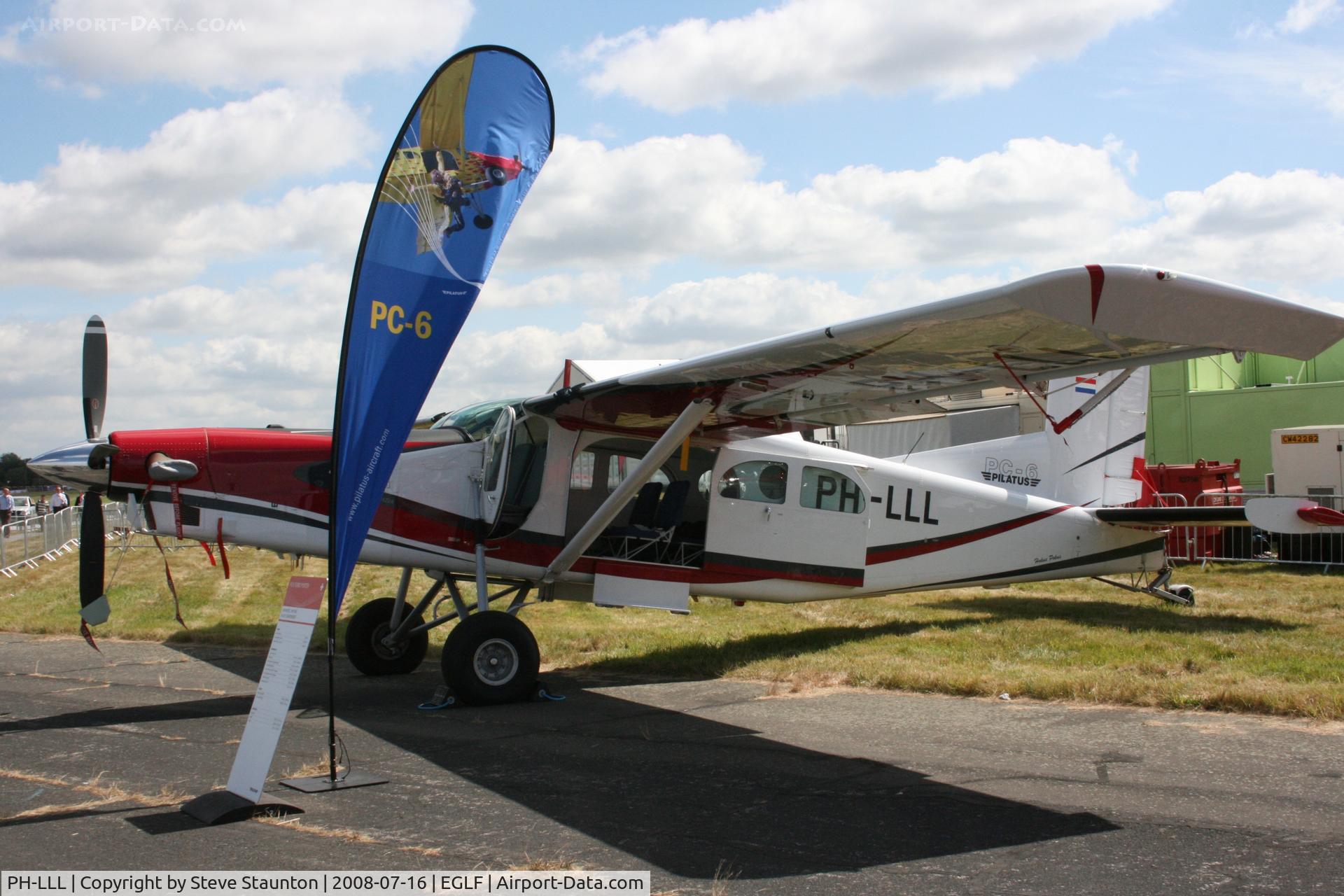 PH-LLL, Pilatus PC-6/B2-H4 Turbo Porter C/N 954, Taken at Farnborough Airshow on the Wednesday trade day, 16th July 2008