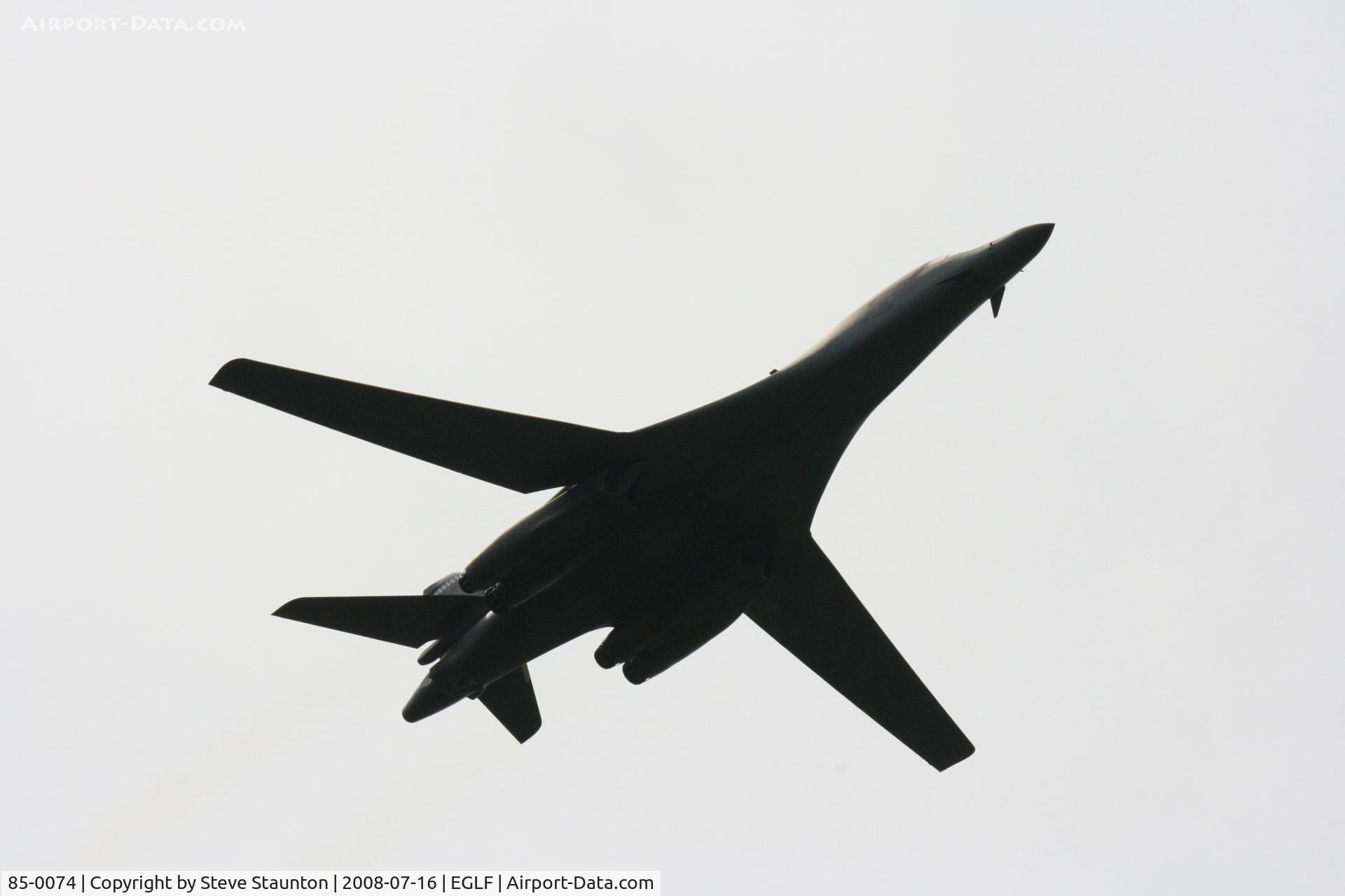85-0074, Rockwell B-1B Lancer C/N 34, Taken at Farnborough Airshow on the Wednesday trade day, 16th July 2008