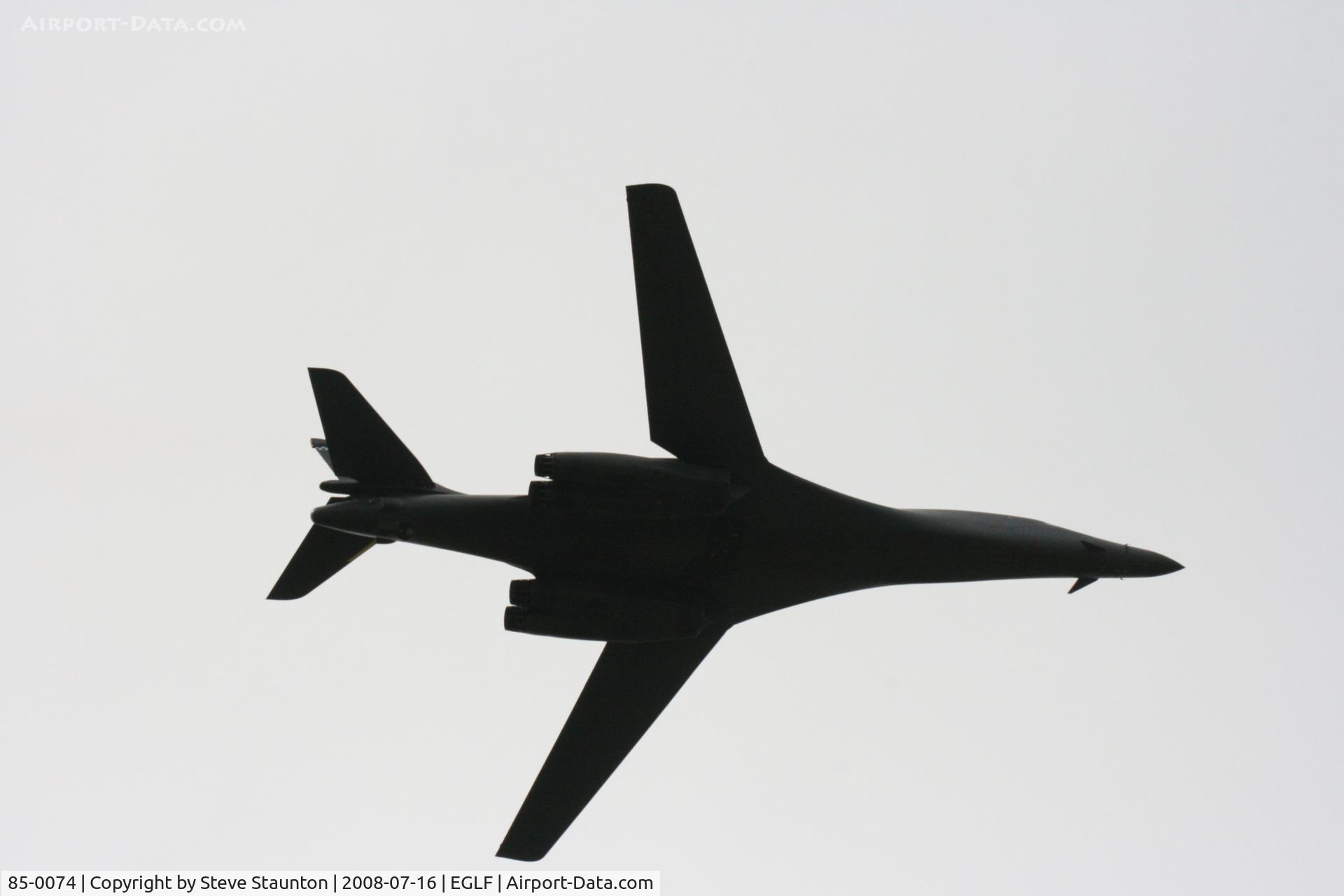 85-0074, Rockwell B-1B Lancer C/N 34, Taken at Farnborough Airshow on the Wednesday trade day, 16th July 2008