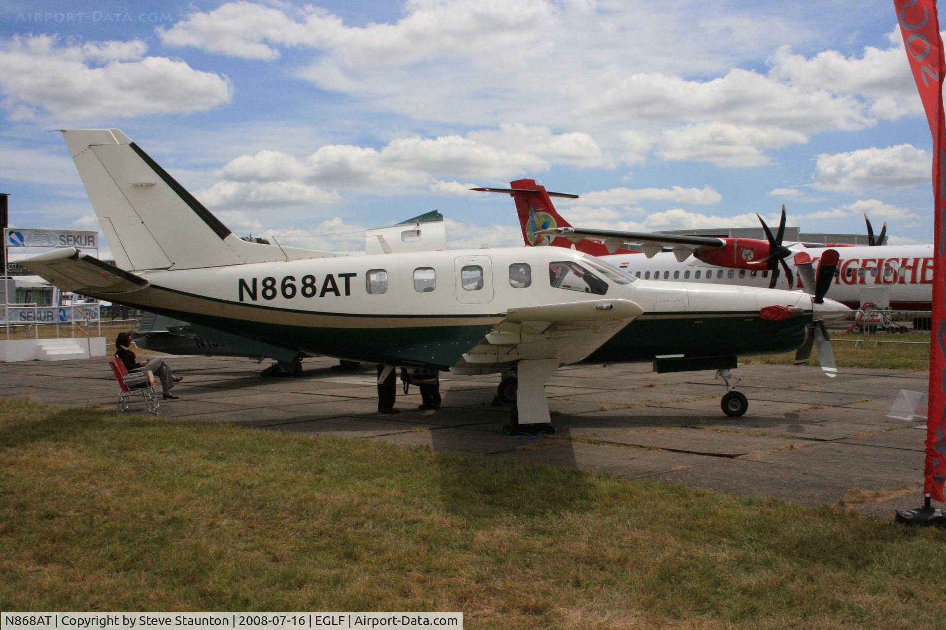 N868AT, 2002 Socata TBM-700 C/N 232, Taken at Farnborough Airshow on the Wednesday trade day, 16th July 2008