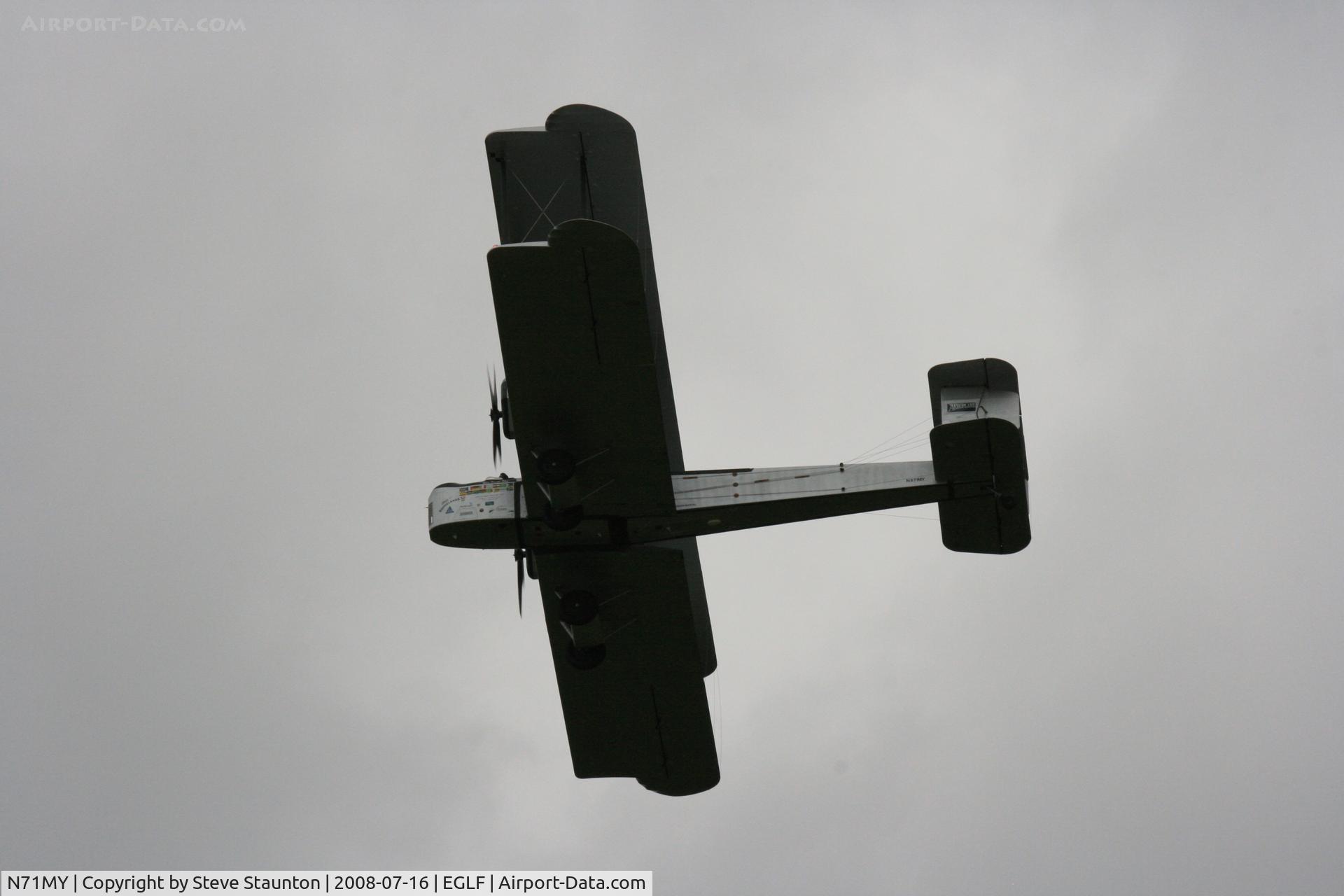 N71MY, 1994 Vickers FB-27A Vimy (replica) C/N 01, Taken at Farnborough Airshow on the Wednesday trade day, 16th July 2008