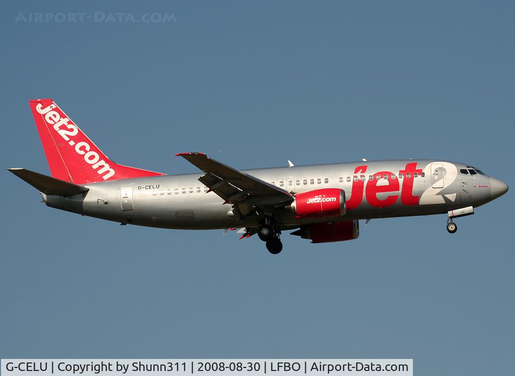 G-CELU, 1986 Boeing 737-377 C/N 23657, Landing rwy 14R