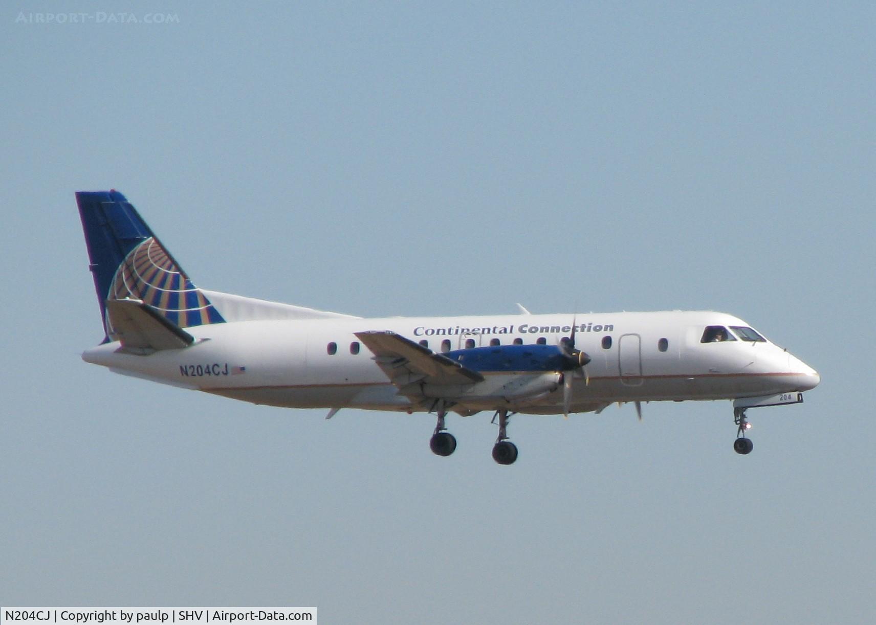 N204CJ, Saab 340B C/N 340B-204, Landing at Shreveport Regional.