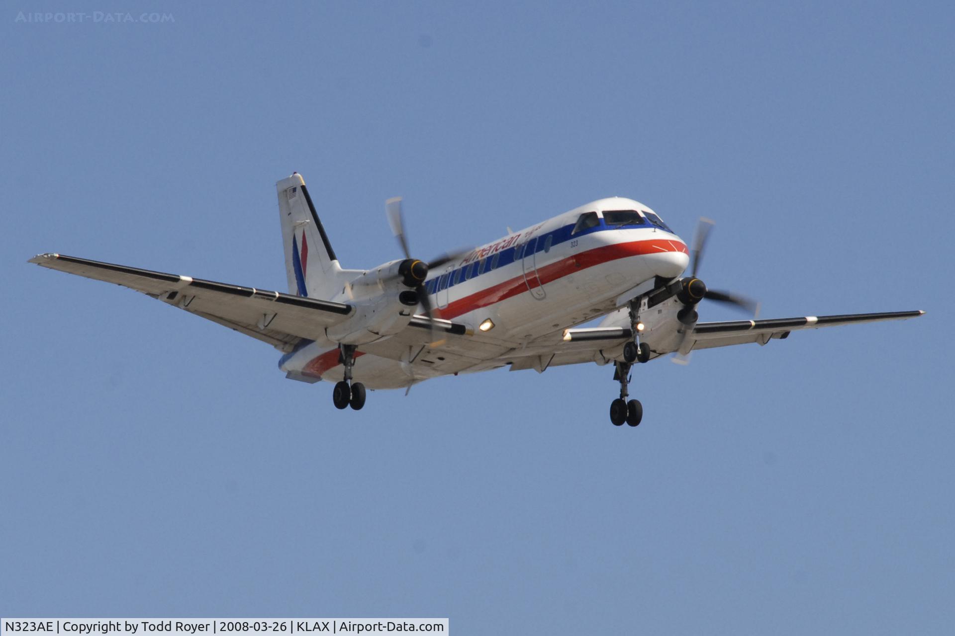 N323AE, 1992 Saab 340B C/N 340B-323, Landing 24R at LAX