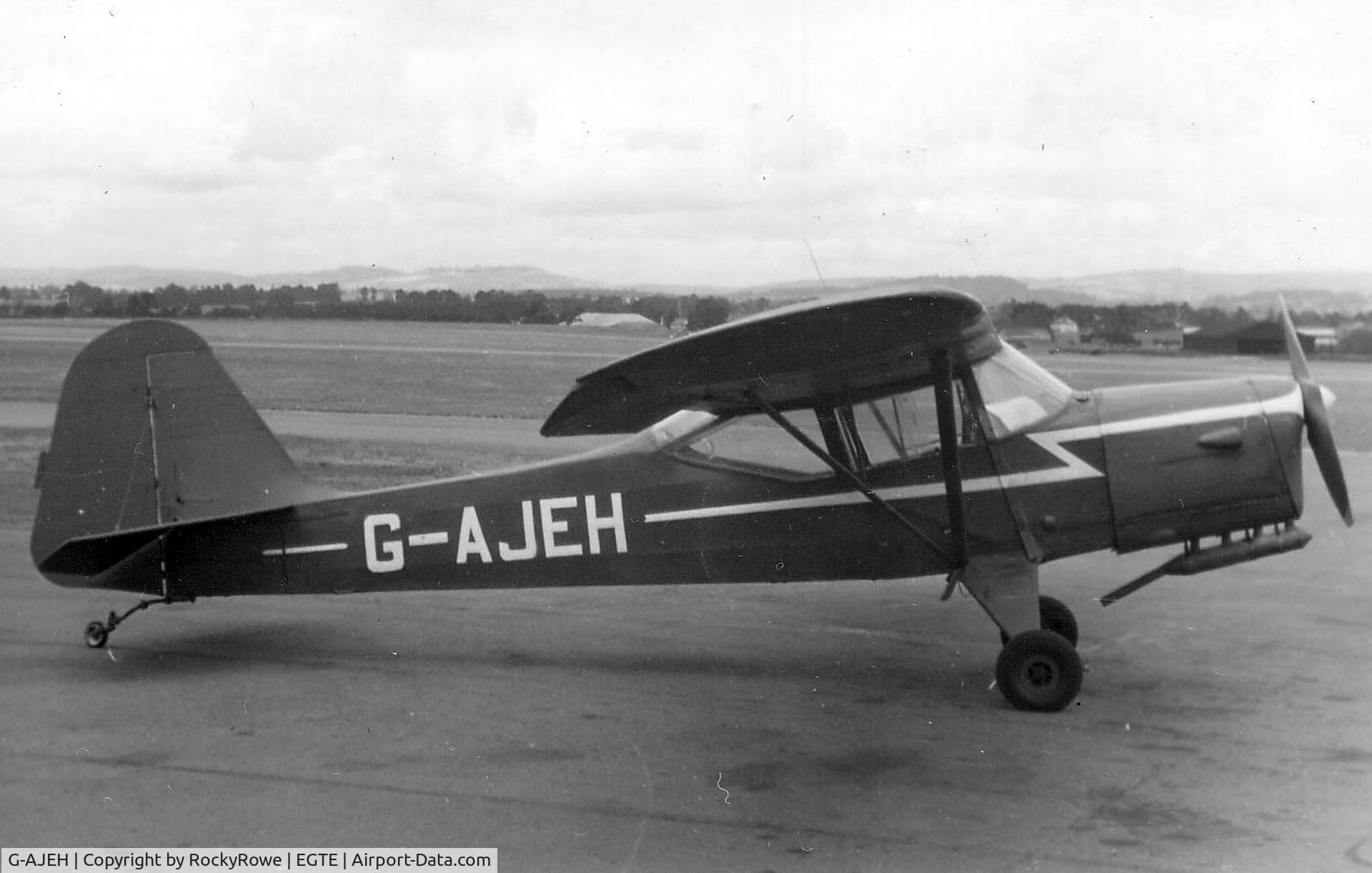 G-AJEH, 1946 Auster J-1N Alpha C/N 2312, Parked on apron in front of control tower; circa 1964