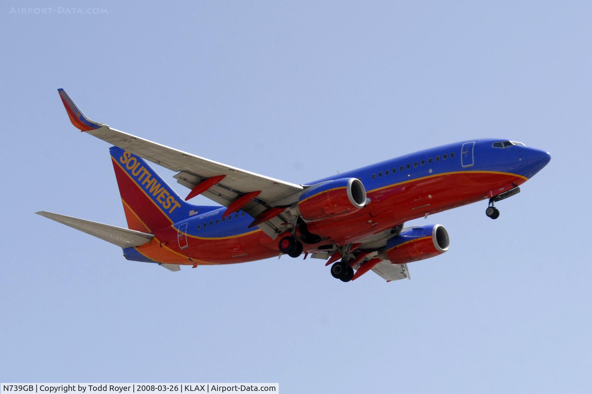 N739GB, 1998 Boeing 737-7H4 C/N 29275, Landing 24R at LAX