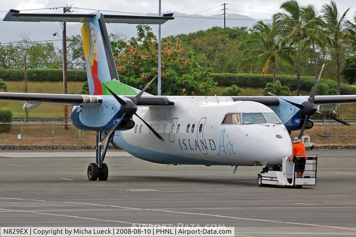 N829EX, 1989 De Havilland Canada DHC-8-103 Dash 8 C/N 146, Interesting tug at HNL