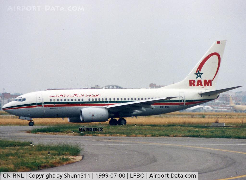 CN-RNL, 1999 Boeing 737-7B6 C/N 28982, Rolling holding point rwy 33R for departure... With old c/s