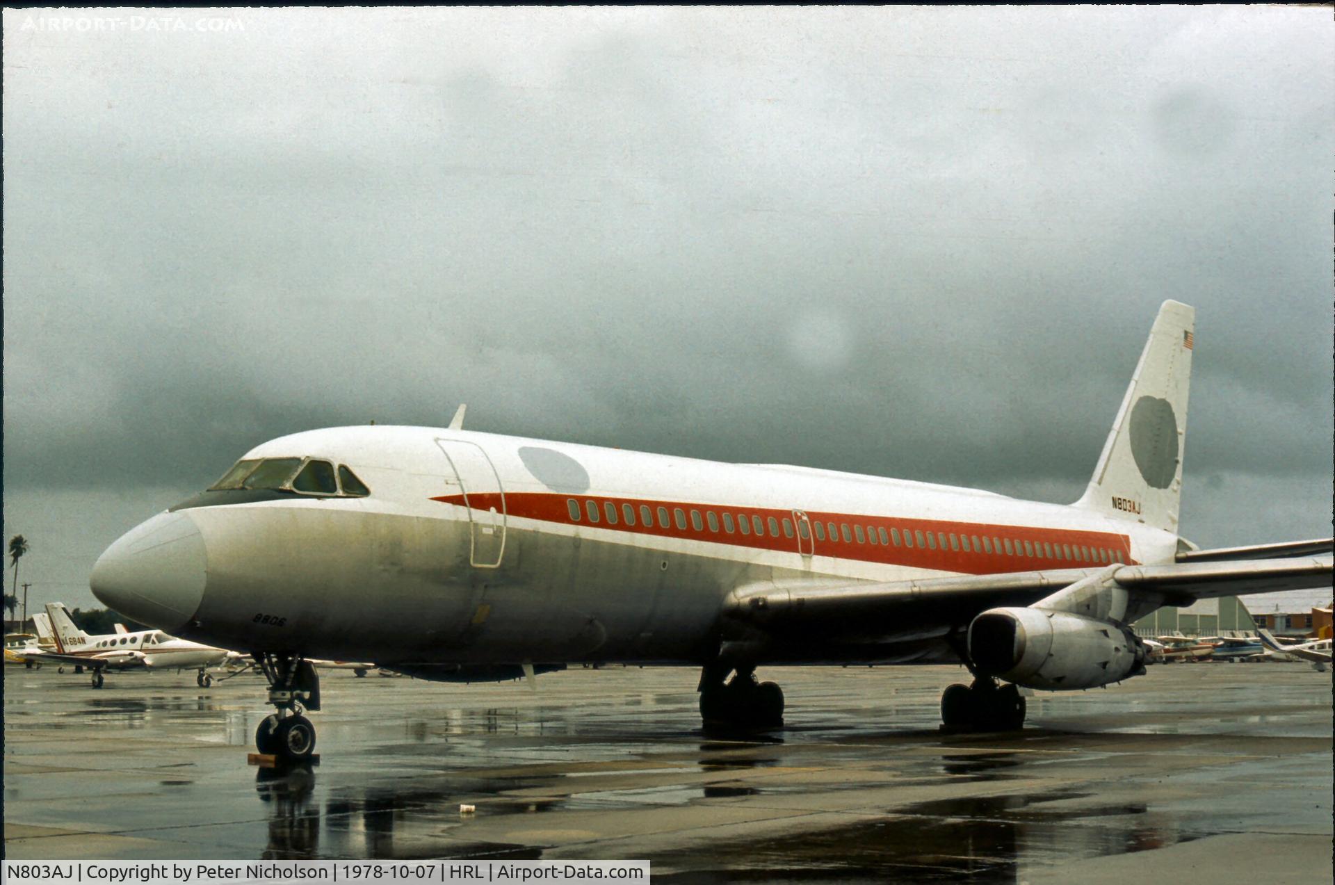 N803AJ, 1961 Convair 880-22-1 C/N 22-00-08, Ex TWA N806TW Convair 880 seen with American Jet Industries at Harlingen in 1978.