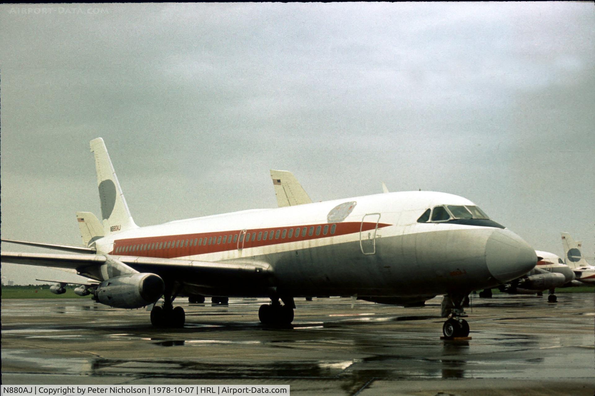 N880AJ, 1959 Convair 880-22-1 C/N 22-00-42, Formerly TWA N871TW this Convair 880 had been acquired by American Jet Industries when seen at Harlingen in October 1978.