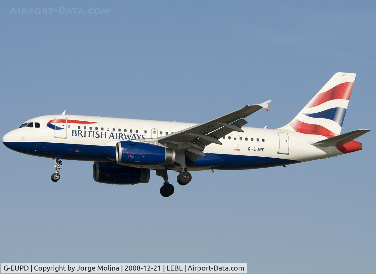 G-EUPD, 1999 Airbus A319-131 C/N 1142, On final to RWY 25R.