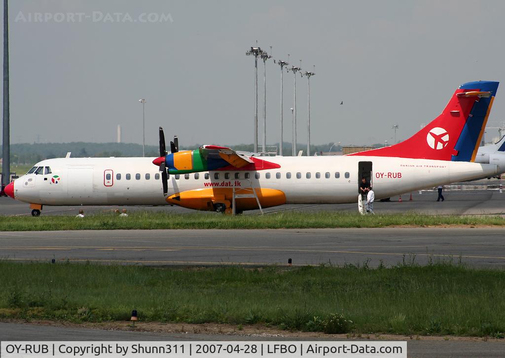 OY-RUB, 1992 ATR 72-202 C/N 301, Parked at the General Aviation after maintenance...