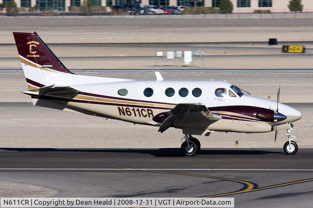 N611CR, 1990 Beech C90A King Air C/N LJ-1234, Coleman Cattle Company's 1990 Beech C90A King Air N611CR rolling out on RWY 12R after arrival from Raton Muni/Crews Field (RTN), New Mexico.
