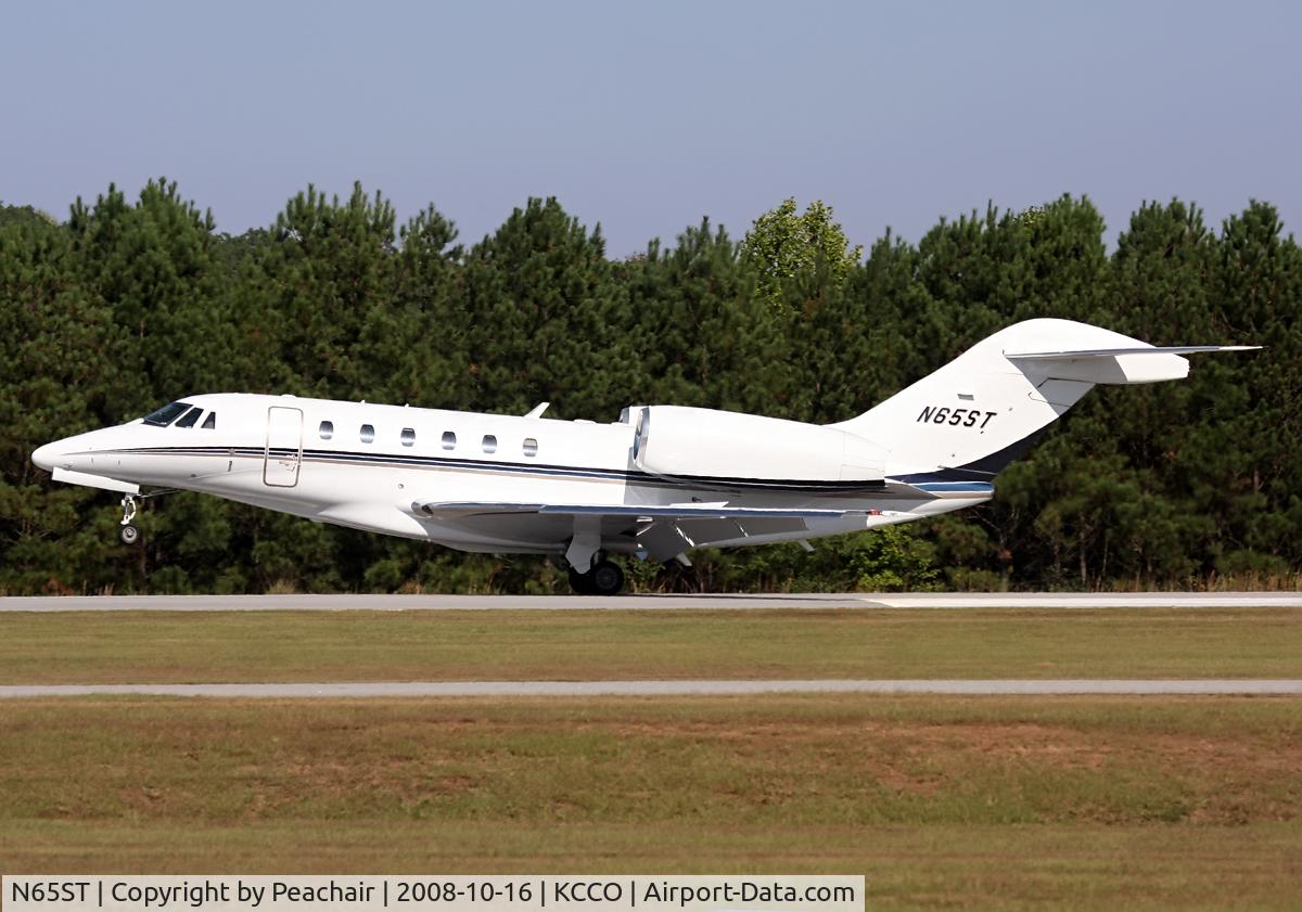 N65ST, 2003 Cessna 750 Citation X Citation X C/N 750-0211, Tocuhing down at CCO after a short flight from VA