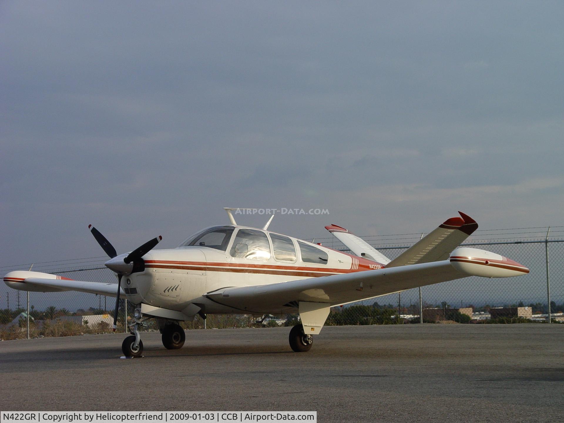 N422GR, 1966 Beech V35 Bonanza C/N D-8243, Parked at south fence of Cable