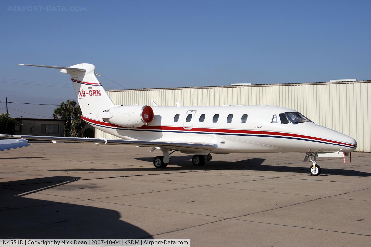 N455JD, Cessna 650 C/N 650-0069, KSDM (Seen here as XB-GRN this airframe is now on the US register carrying N455JD as posted)